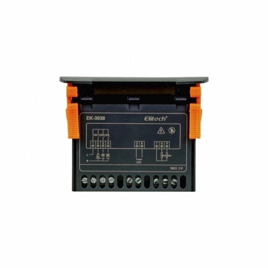 Parte de cima do controlador de temperatura EK 3030 na cor cinza