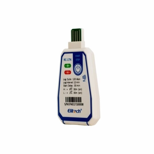 Datalogger de temperatura RC-17N branco da Elitech parte lateral