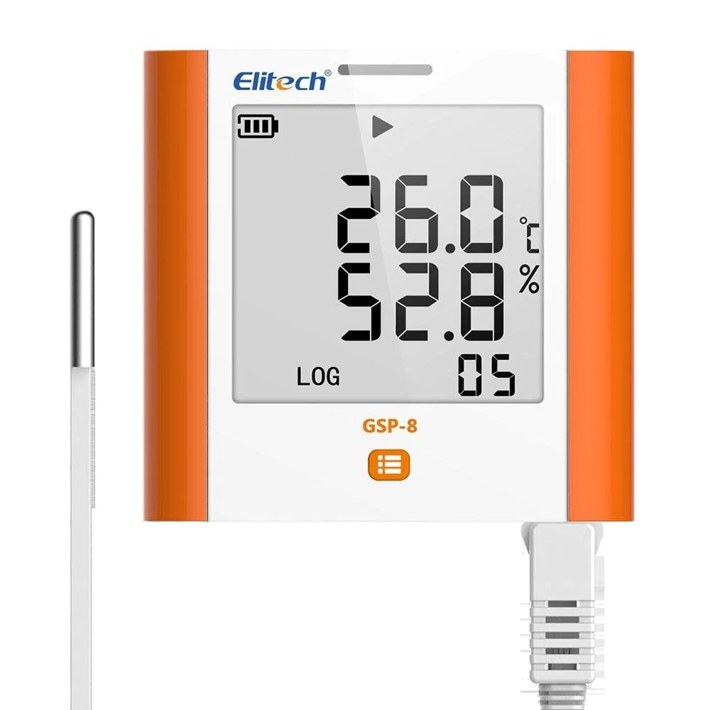 Datalogger De Temperatura E Umidade Com Sensor Externo Até 100 Mil Leituras Alta Precisão 0,3°C GSP-8 