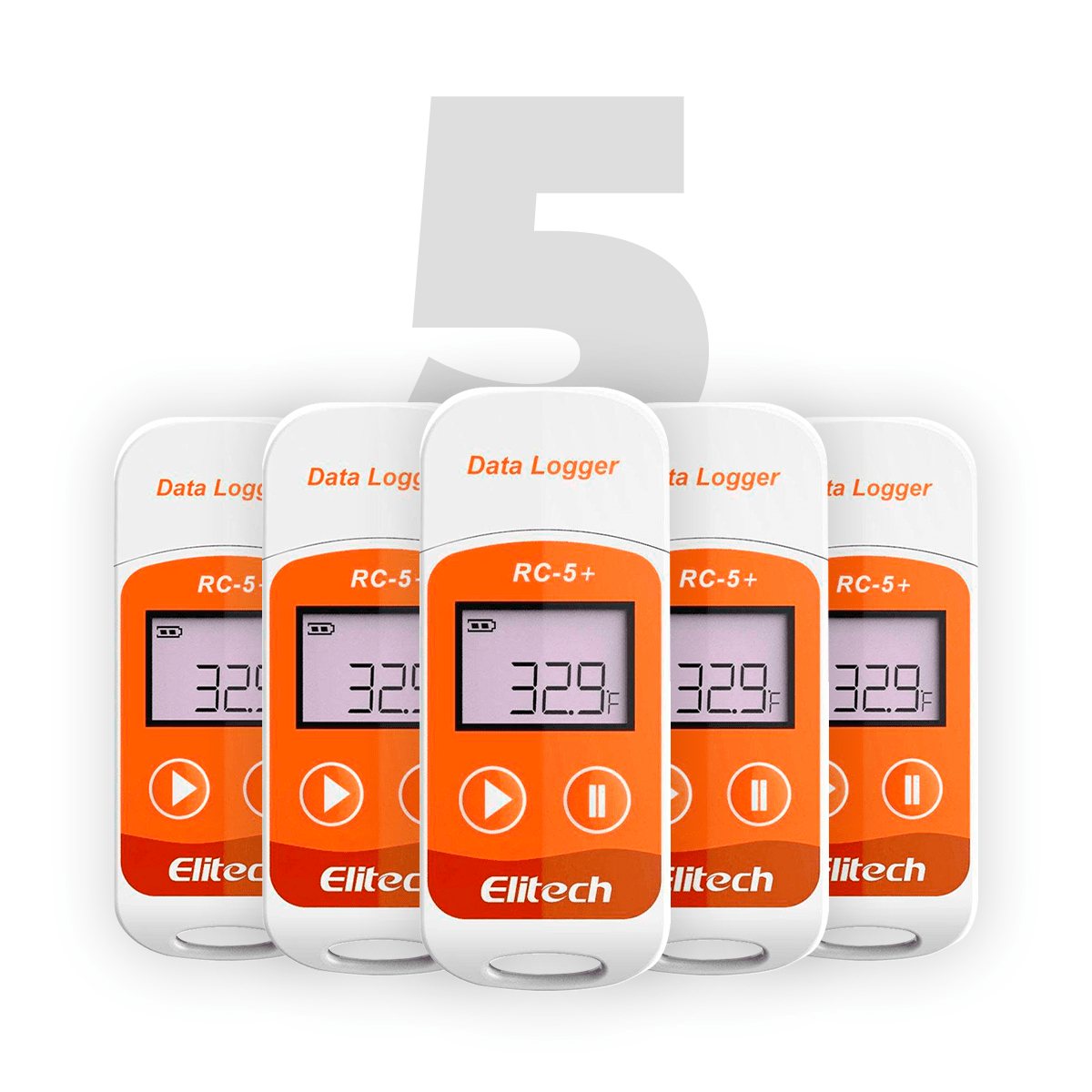 Datalogger De Temperatura Multiuso Com Geração De Relatório Em PDF Automático RC-5+ Kit Com 5 Unidades 