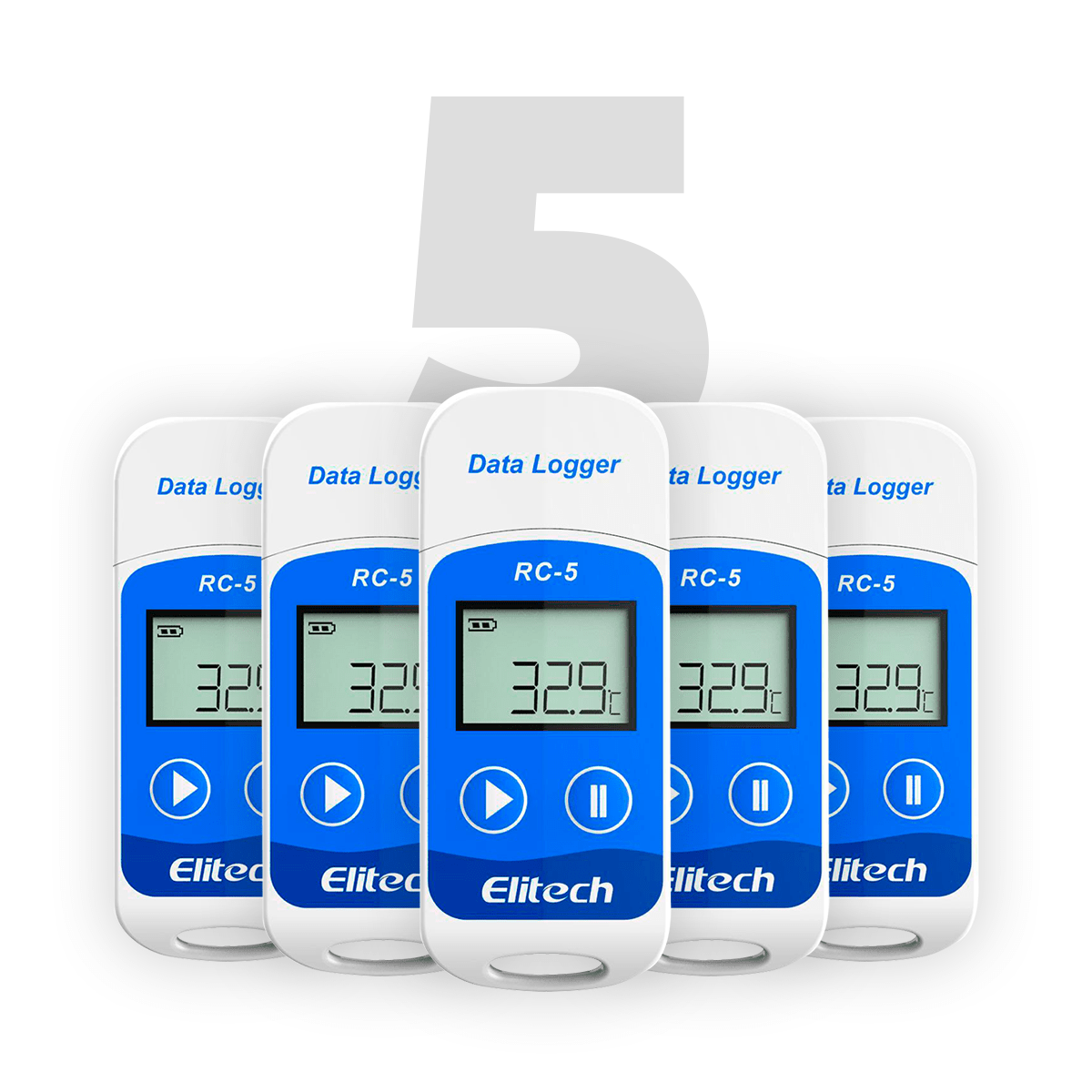 Datalogger De Temperatura Multiuso RC-5 Kit Com 5 Unidades 