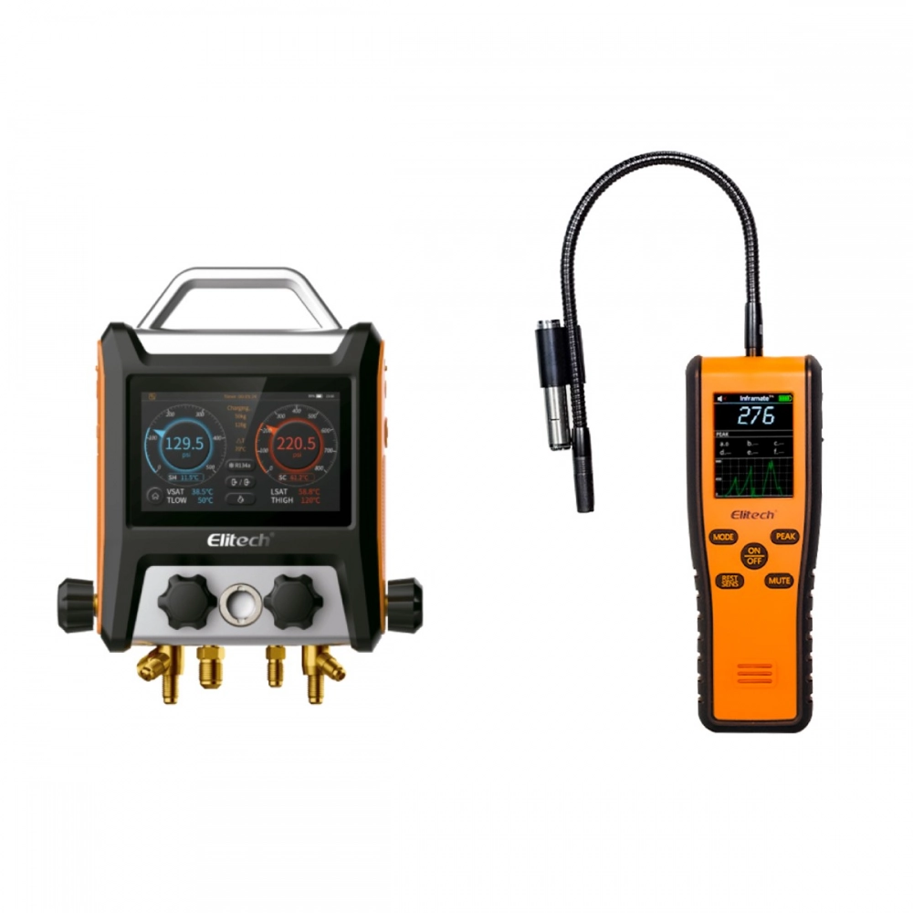 Kit Manifold Digital Com Vacuômetro MS-4000 + Detector De Vazamento INFRAMATE D 