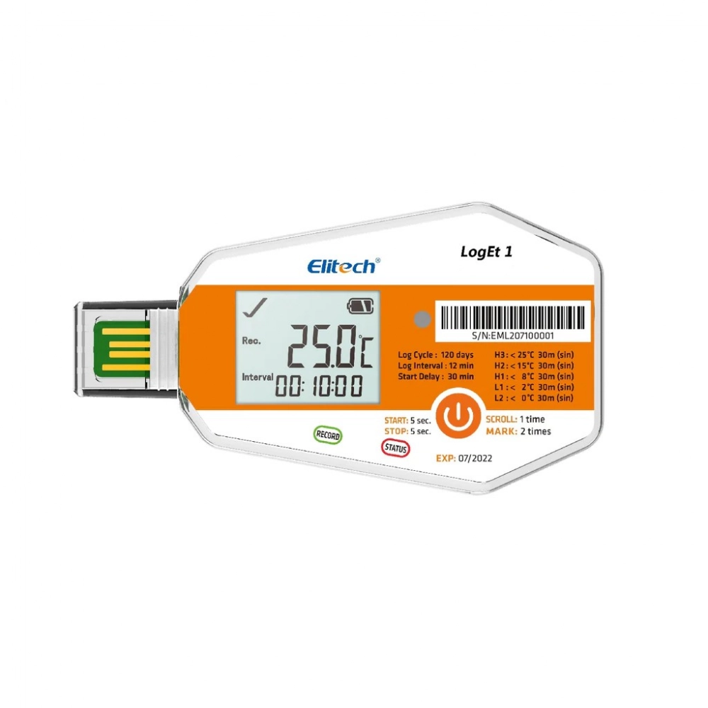 Datalogger De Temperatura Descartável / Uso único Com Tela LOGET1