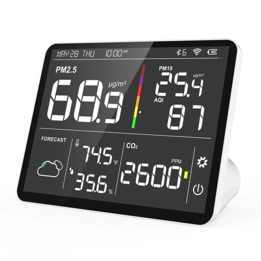 Termohigrometro Medidor De Qualidade Do Ar Wifi Partículas CO2, AQI, Previsão Do Tempo M100 Temtop
