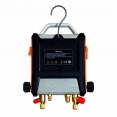 Parte de trás do manifold digital MS-4000 na cor preto, cinza e laranja Parte de trás do manifold digital MS-4000 na cor preto, cinza e laranja