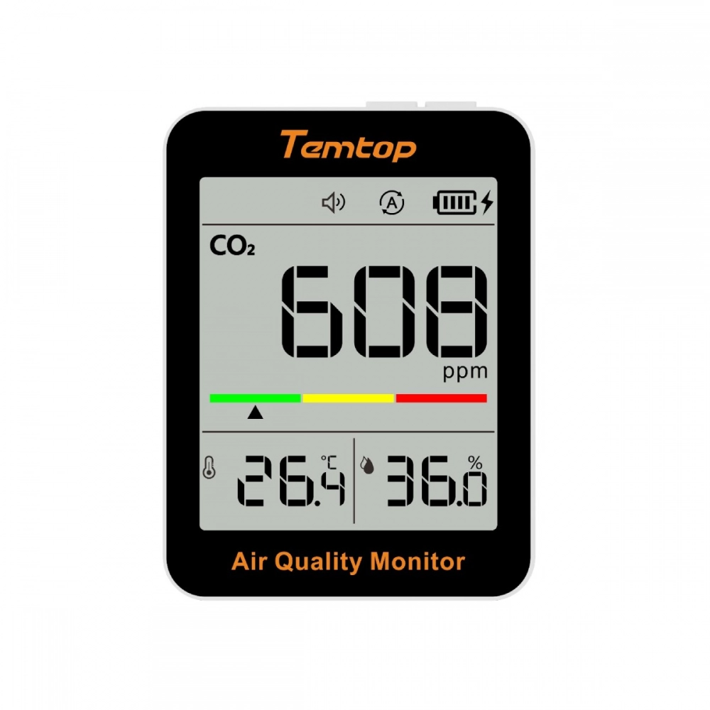 Termohigrometro Medidor De Qualidade Do Ar Portátil CO2 Temperatura Umidade C1